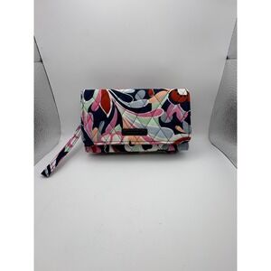Vera Bradley RFID All In One Crossbody Wristlet Floral Pink Blue Wallet